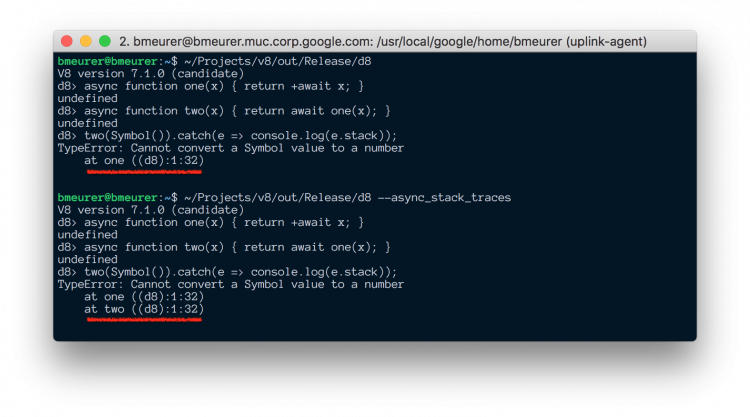 V8 Zero-cost async stack traces